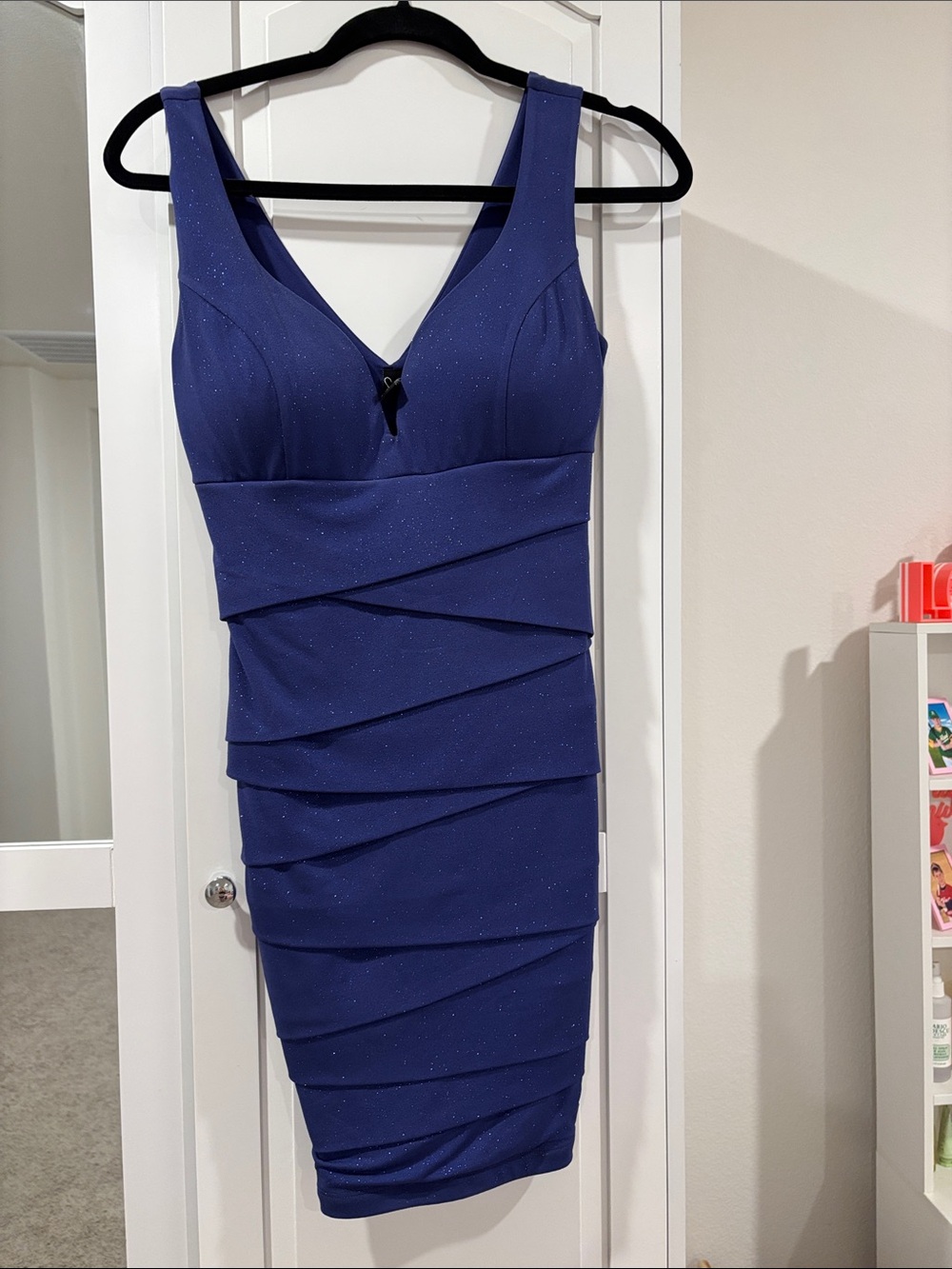 Windsor Sparkle Cobalt Blue Ruched Sheath Dress